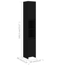 Badezimmerschrank Schwarz 30x30x183,5 cm Holzwerkstoff