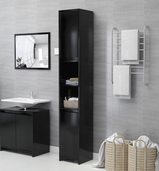 Badezimmerschrank Schwarz 30x30x183,5 cm Holzwerkstoff