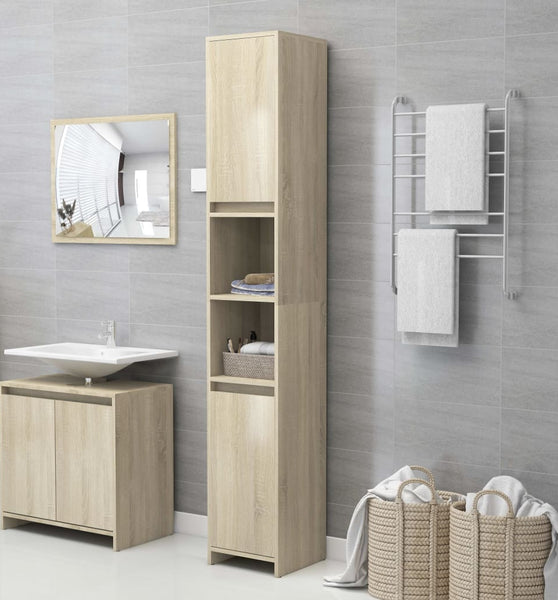 Badezimmerschrank Sonoma-Eiche 30x30x183,5 cm Holzwerkstoff