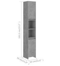 Badezimmerschrank Betongrau 30x30x183,5 cm Holzwerkstoff