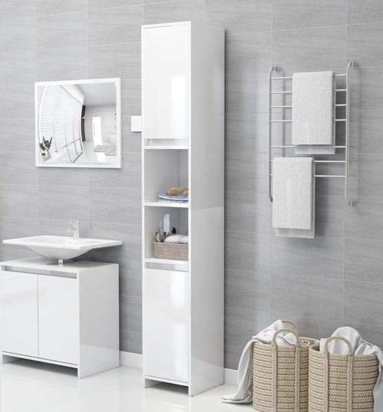 Badezimmerschrank Hochglanz-Weiß 30x30x183,5 cm Holzwerkstoff