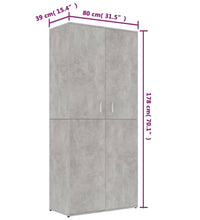 Schuhschrank Betongrau 80x39x178 cm Holzwerkstoff