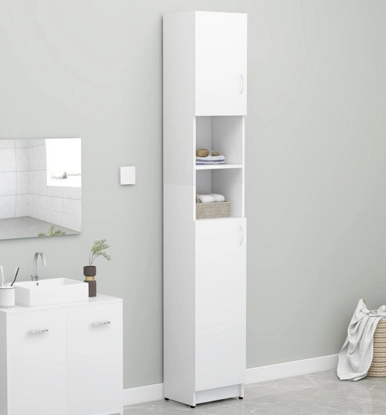 Badezimmerschrank Weiß 32×25,5×190 cm Holzwerkstoff