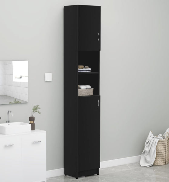 Badezimmerschrank Schwarz 32x25,5x190 cm Holzwerkstoff