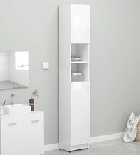 Badezimmerschrank Hochglanz-Weiß 32x25,5x190 cm Holzwerkstoff