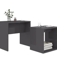 Couchtisch-Set Hochglanz-Grau 48x30x45 cm Holzwerkstoff