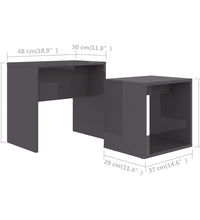 Couchtisch-Set Hochglanz-Grau 48x30x45 cm Holzwerkstoff