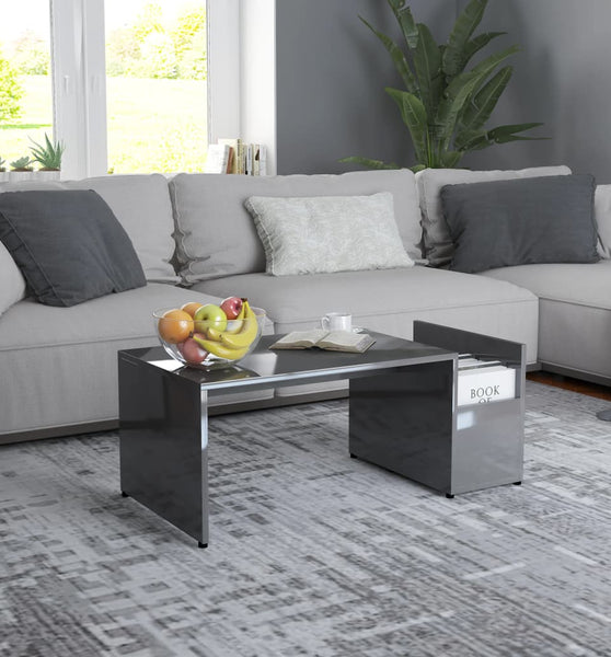 Couchtisch Hochglanz-Grau 90x45x35 cm Holzwerkstoff