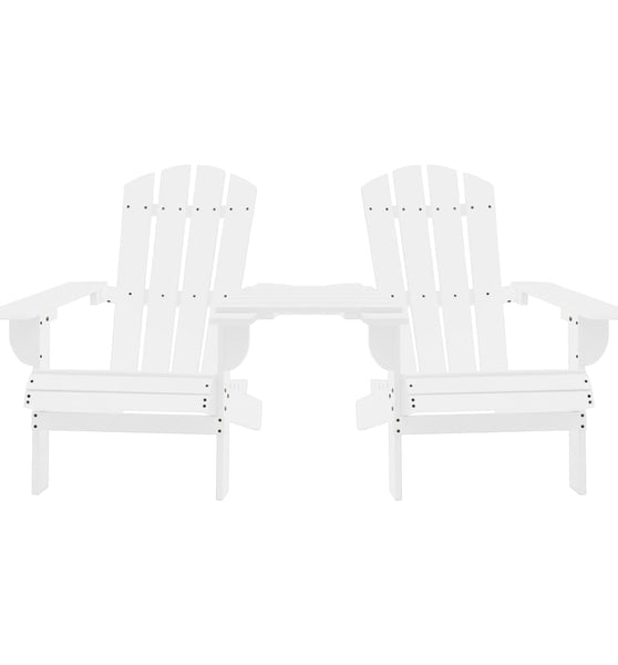 Adirondack-Gartenstühle mit Tisch Massivholz Tanne Weiß