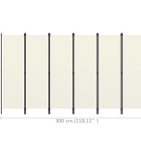 6-tlg. Raumteiler Weiß 300x180 cm