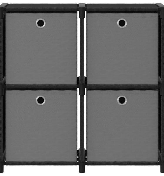 Würfelregal mit 4 Boxen Schwarz 69x30x72,5 cm Stoff