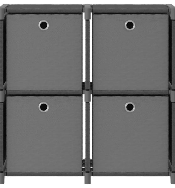 Würfelregal mit 4 Boxen Grau 69x30x72,5 cm Stoff