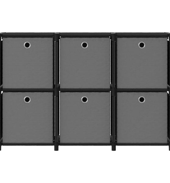 Würfelregal mit 6 Boxen Schwarz 103x30x72,5 cm Stoff