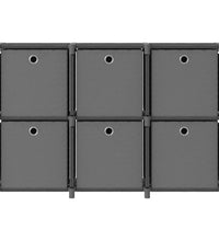 Würfelregal mit 6 Boxen Grau 103x30x72,5 cm Stoff