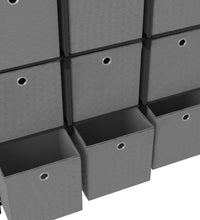 Würfelregal mit 9 Boxen Schwarz 103x30x107,5 cm Stoff