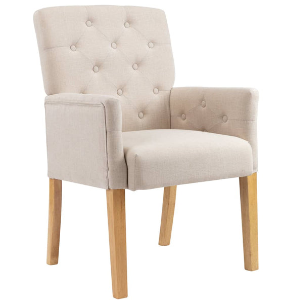 Esszimmerstuhl mit Armlehnen Beige Stoff