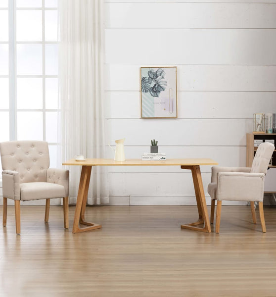 Esszimmerstuhl mit Armlehnen Beige Stoff