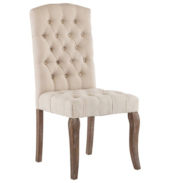 Esszimmerstühle 2 Stk. Beige Leinenoptik Stoff