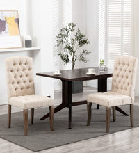 Esszimmerstühle 2 Stk. Beige Leinenoptik Stoff