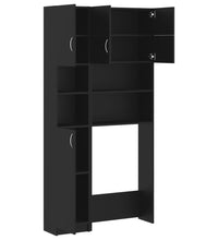 Waschmaschinenschrank-Set Schwarz Holzwerkstoff