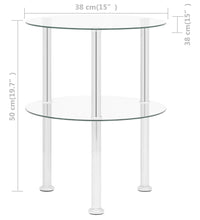 Beistelltisch mit 2 Ablagen Transparent 38 cm Hartglas