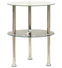 Beistelltisch mit 2 Ablagen Transparent & Schwarz 38cm Hartglas