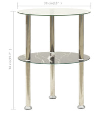 Beistelltisch mit 2 Ablagen Transparent & Schwarz 38cm Hartglas