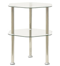 Beistelltisch mit 2 Ablagen Transparent 38x38x50 cm Hartglas