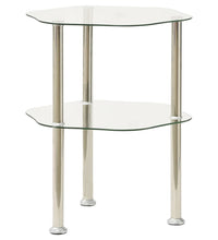 Beistelltisch mit 2 Ablagen Transparent 38x38x50 cm Hartglas