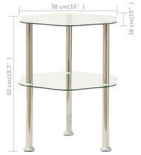 Beistelltisch mit 2 Ablagen Transparent 38x38x50 cm Hartglas