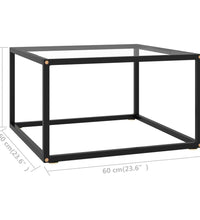 Couchtisch Schwarz mit Hartglas 60x60x35 cm