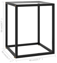 Couchtisch Schwarz mit Hartglas 40x40x50 cm
