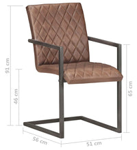 Freischwinger 2 Stk. Braun Echtleder