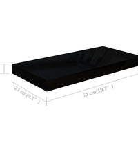 Schweberegale 2 Stk. Hochglanz-Schwarz 50x23x3,8 cm MDF