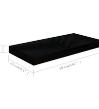 Schweberegale 4 Stk. Hochglanz-Schwarz 50x23x3,8 cm MDF