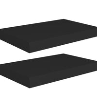 Schweberegale 2 Stk. Schwarz 40x23x3,8 cm MDF