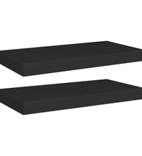 Schweberegale 2 Stk. Schwarz 50x23x3,8 cm MDF