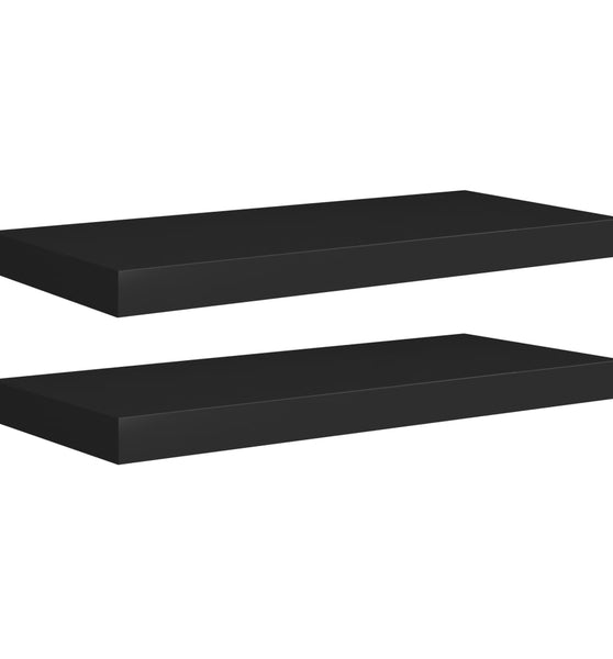 Schweberegale 2 Stk. Schwarz 60x23,5x3,8cm MDF