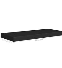 Schweberegale 2 Stk. Schwarz 60x23,5x3,8cm MDF