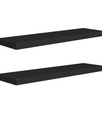 Schweberegale 2 Stk. Schwarz 90x23,5x3,8 cm MDF