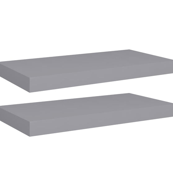 Schweberegale 2 Stk. Grau 50x23x3,8 cm MDF