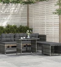 4-tlg. Garten-Essgruppe mit Kissen Grau Poly Rattan