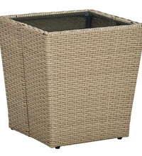 Beistelltisch Beige 41,5x41,5x44 cm Poly Rattan und Hartglas