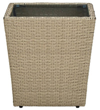 Beistelltisch Beige 41,5x41,5x44 cm Poly Rattan und Hartglas