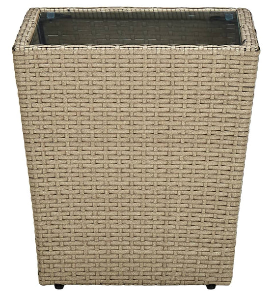 Beistelltisch Beige 41,5x41,5x44 cm Poly Rattan und Hartglas