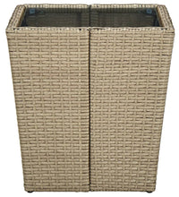 Beistelltisch Beige 41,5x41,5x44 cm Poly Rattan und Hartglas