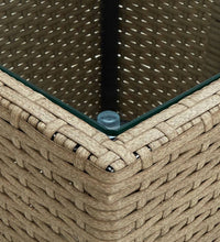 Beistelltisch Beige 41,5x41,5x44 cm Poly Rattan und Hartglas