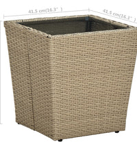 Beistelltisch Beige 41,5x41,5x44 cm Poly Rattan und Hartglas