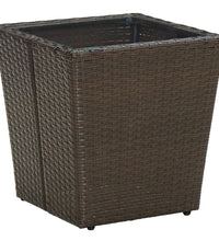 Beistelltisch Braun 41,5x41,5x44 cm Poly Rattan und Hartglas