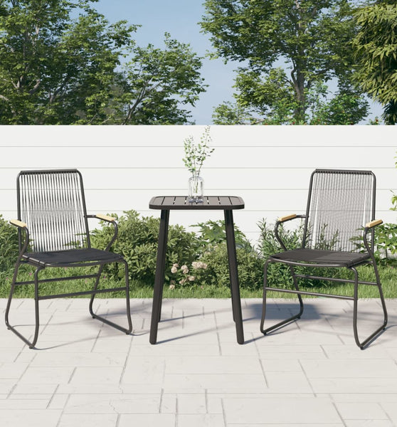 Gartenstühle 2 Stk. Schwarz 58x59x85,5 cm PVC Rattan